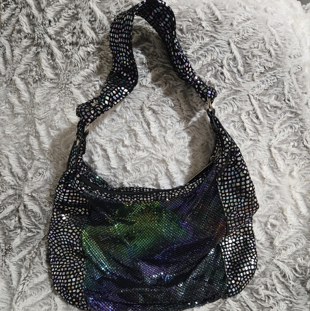 Whiting & Davis Silver Multi Cokor Holographic Shoulder Bag